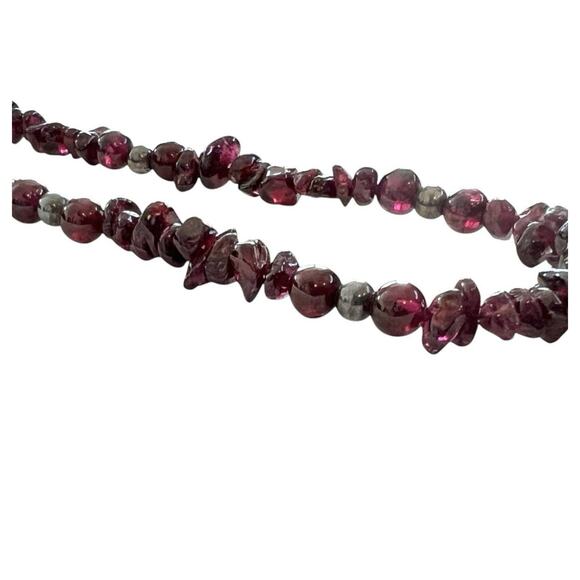 Artisan Necklace Translucent Natural Stone Chips Red Shades Dichroic Pendant Vtg - Picture 5 of 8